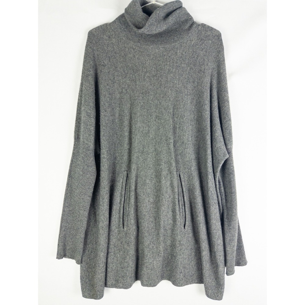 Garnet Hill Wool Cashmere Turtleneck Sweater Tunic Womens S Gray Quiet Luxury Mi
